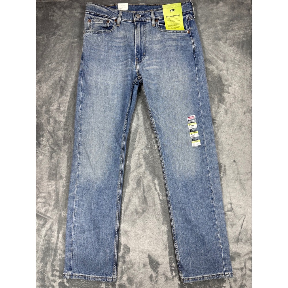 Levis 513 Slim Straight Jeans Mens 31x32 Blue Flex Stretch 08513-0933 NWT - Picture 1 of 11